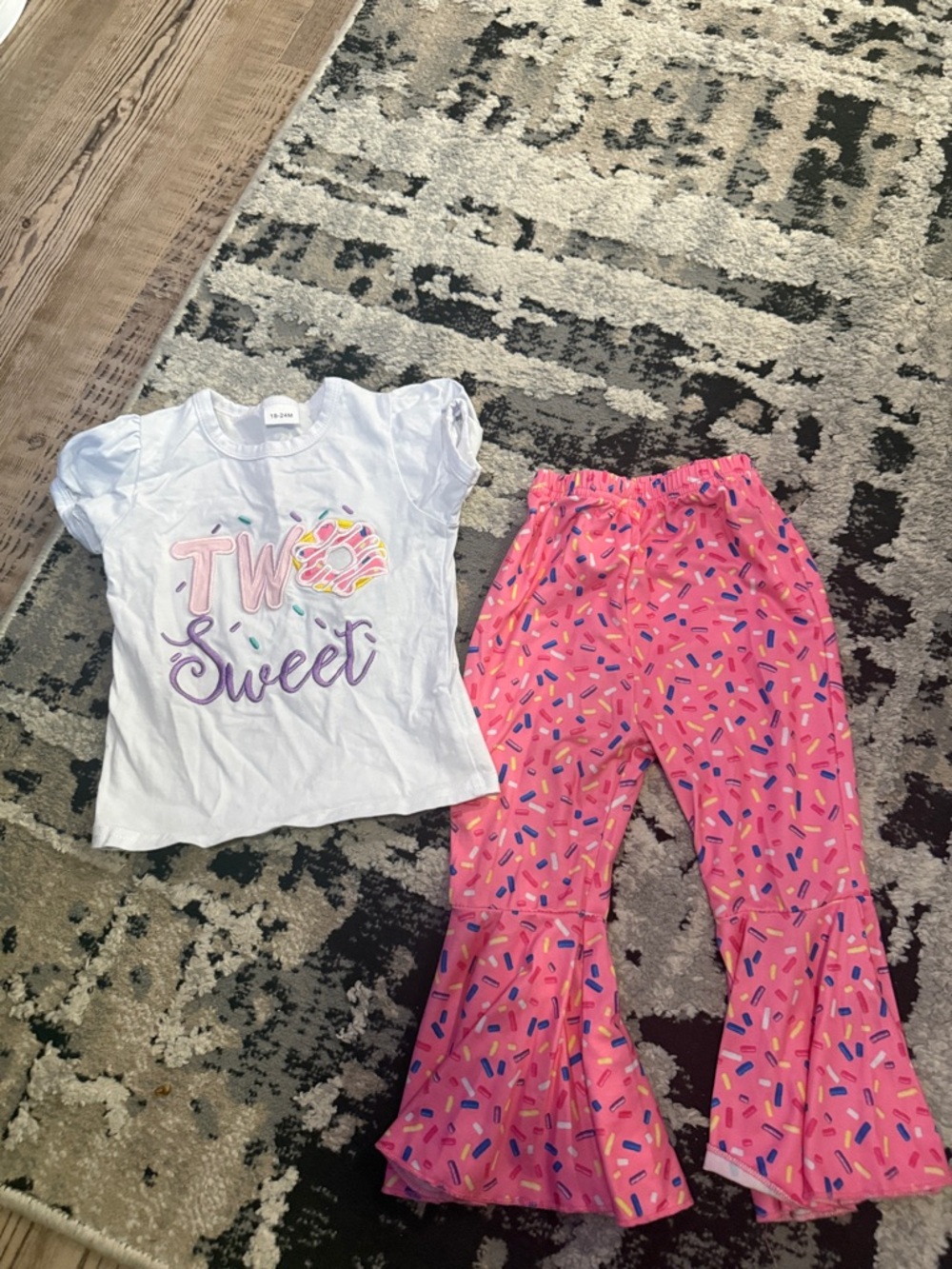Girls Two Sweet White Tee and Pink Sprinkle Set 18-24 Months